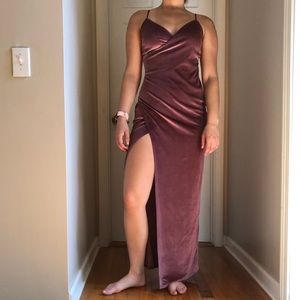 Lulus Debut Diva Mauve Velvet Maxi Dress